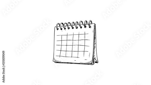 Vintage Sketch of a Spiral-Bound Calendar  