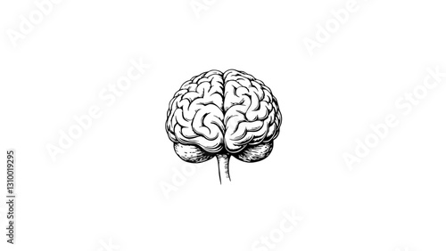 Vintage brain sketch illustration on a white background  