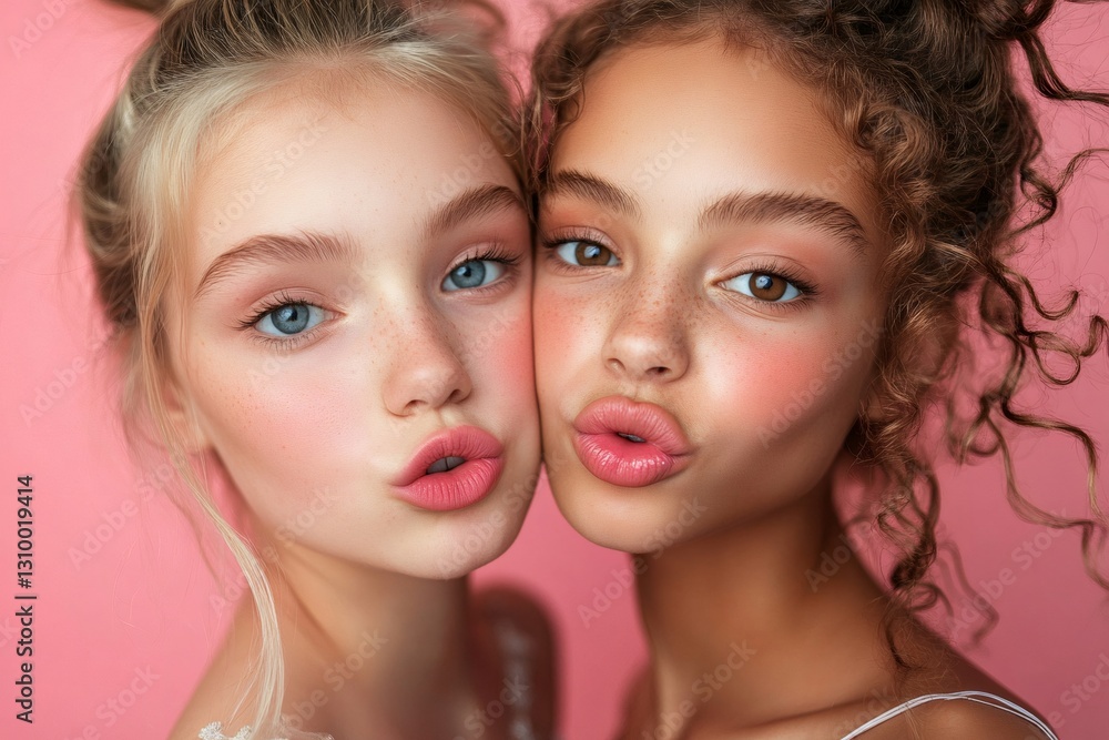 Two friends posing with playful expressions Two friends posing with playful expressions