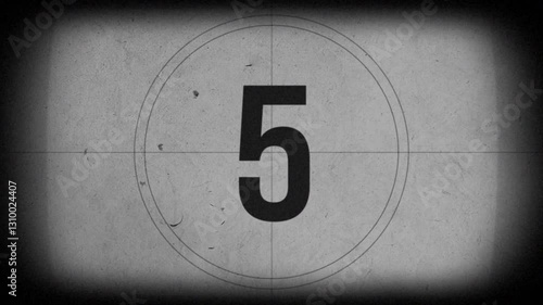 Old movie counter from 10. Vintage Old Film Countdown: Classic Movie Reel Counter in Black and White Retro Style