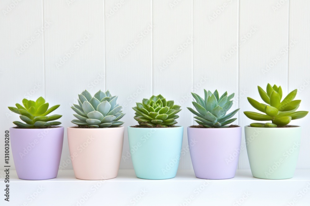 Fototapeta premium Discover the beauty of stylish succulents beautifully displayed in pastel pots for modern decor