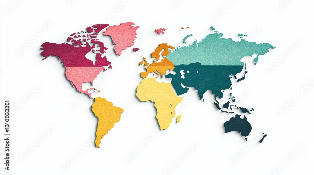 Obraz premium Colorful Segmented World Map Illustration