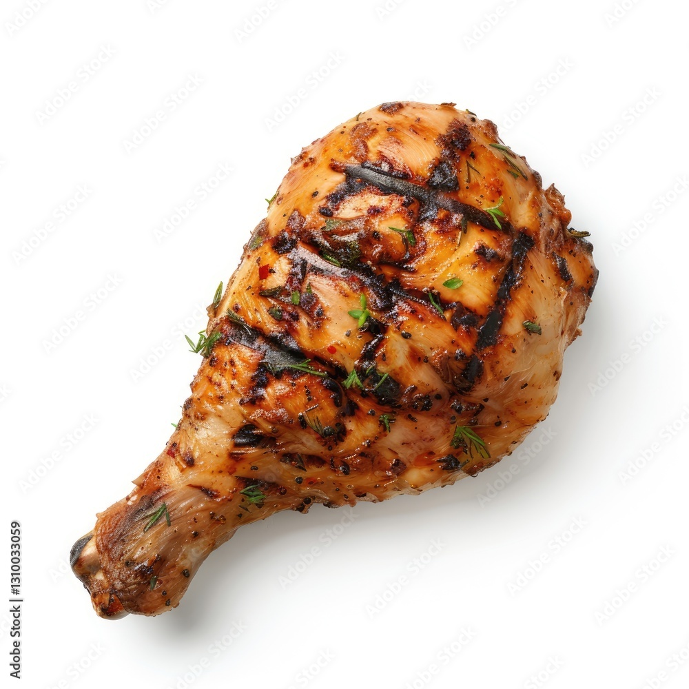 Smoked Chicken Leg Isolated on White – High-Quality Cutout for Transparent Background, Easy to Use in Projects Smoked Chicken Leg Isolated on White – High-Quality Cutout for Transparent Background, Easy to Use in Projects