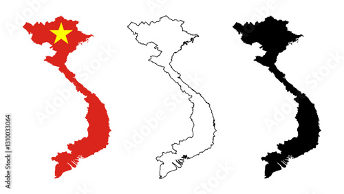 Vietnam country map flag territory