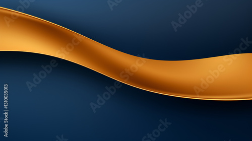 A subtle flat, straight, clear solid vector royal blue background with golden curved lines and a frame, ideal for display panel technology wallpaper.


