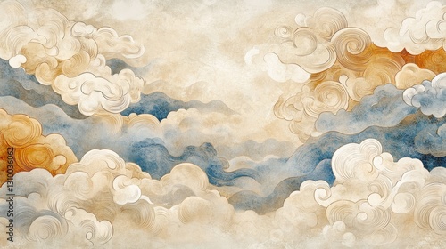 Wallpaper Mural Illustrating ancient chinese cloud motifs on decorative art historic china visual art cultural heritage artistic perspective ethereal designs Torontodigital.ca