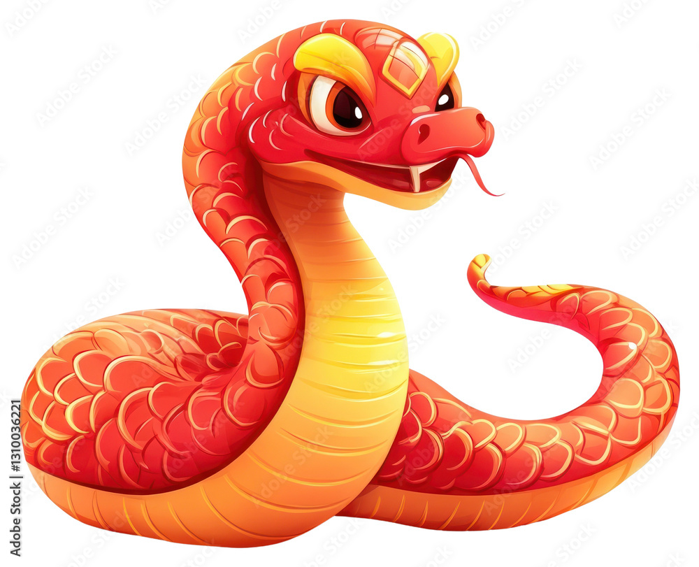 Fototapeta premium PNG Red snake character reptile cartoon illustration.