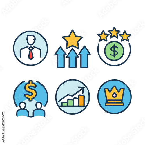 Different famous Business Growth Icon.