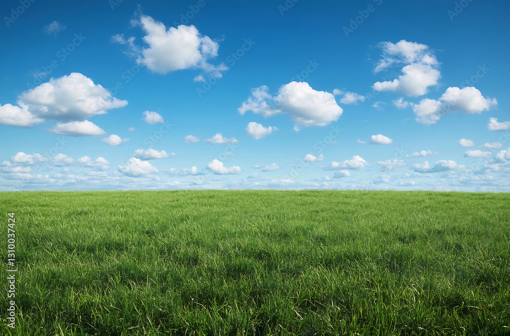 Green field, blue sky, clouds, summer day, nature Green field, blue sky, clouds, summer day, nature