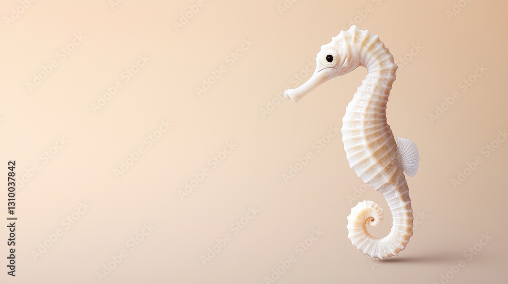 Fototapeta premium Off White Seahorse on Pale Peach Background