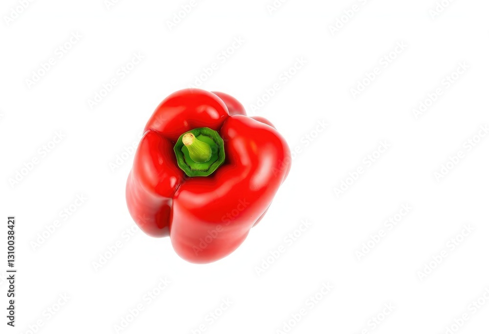 A vibrant, single red bell pepper isolated on pure white, food, plant A vibrant, single red bell pepper isolated on pure white, food, plant