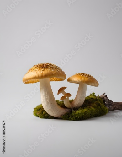 An isolated mushroom on a white background
