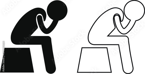 businessman upset icon in flat and line set isolated on transparent background.