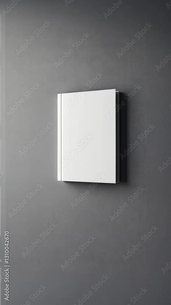 White empty book cover on gray surface, dolly push out White empty book cover on gray surface, dolly push out