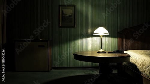 Dimly Lit Room, Nighttime Hotel Bedroom