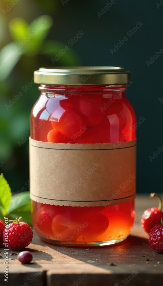 Jam jar with changeable background, ideal for label showcase , product, label Jam jar with changeable background, ideal for label showcase , product, label