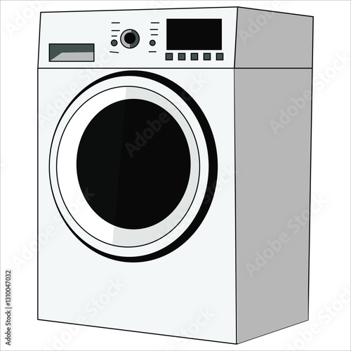 Modern Front-Loading Washing Machine with Digital Display