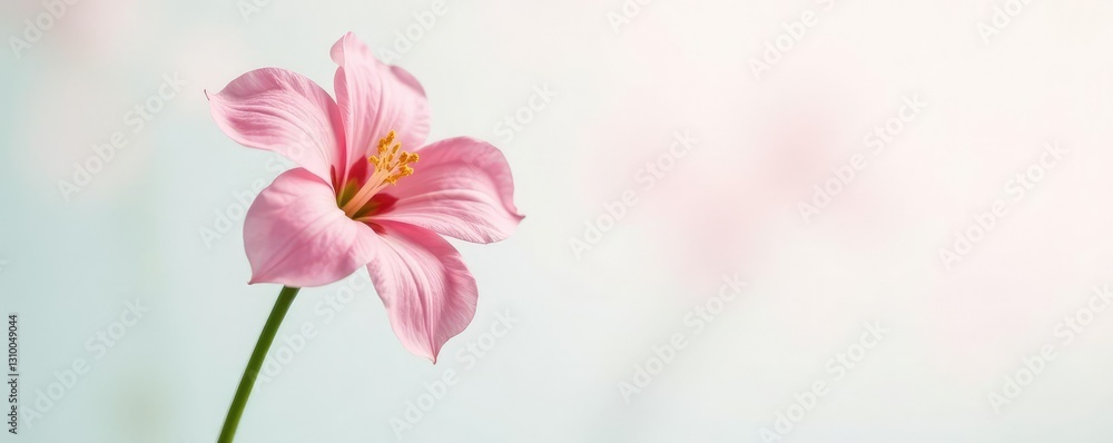 Single blooming flower isolated on white background with soft lighting, background, nature Single blooming flower isolated on white background with soft lighting, background, nature