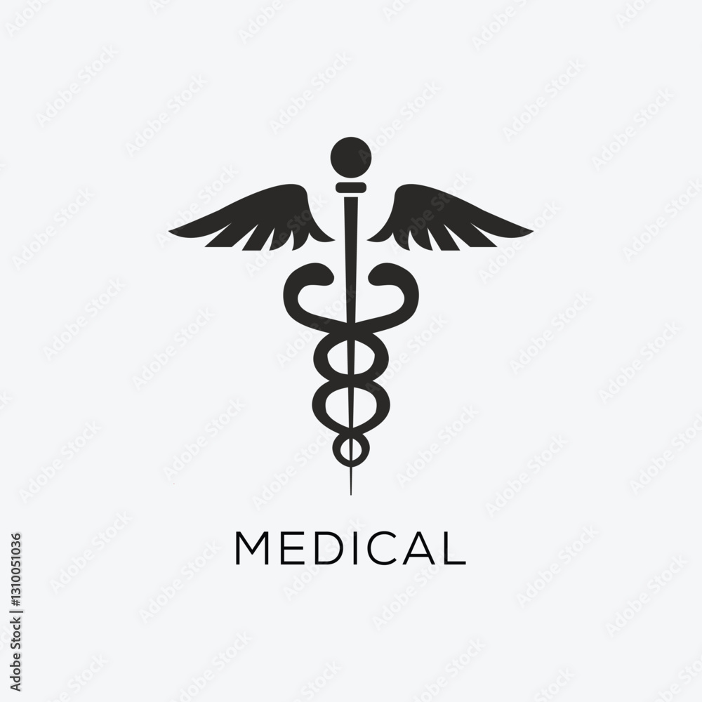 Caduceus medical symbol vector with editable stroke. Caduceus medical symbol vector with editable stroke.