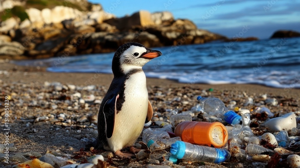 Naklejka premium The impact of environmental pollution on marine life is evident.