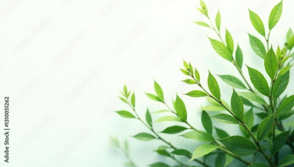 Foliage sways gently in the breeze on a white background, botanical, wind, foliage Foliage sways gently in the breeze on a white background, botanical, wind, foliage