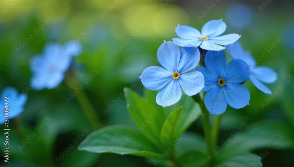 Forget me nots with blue petals and green stems, garden flowers, colorful flowers Forget me nots with blue petals and green stems, garden flowers, colorful flowers