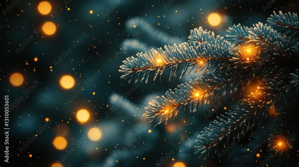 custom made wallpaper toronto digitalFrosty Pine Branch Lights Winter Holiday Card