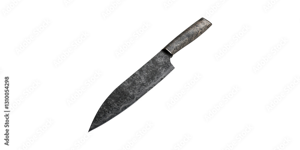 Obraz premium Rustic chef knife with weathered handle isolated on transparent background
