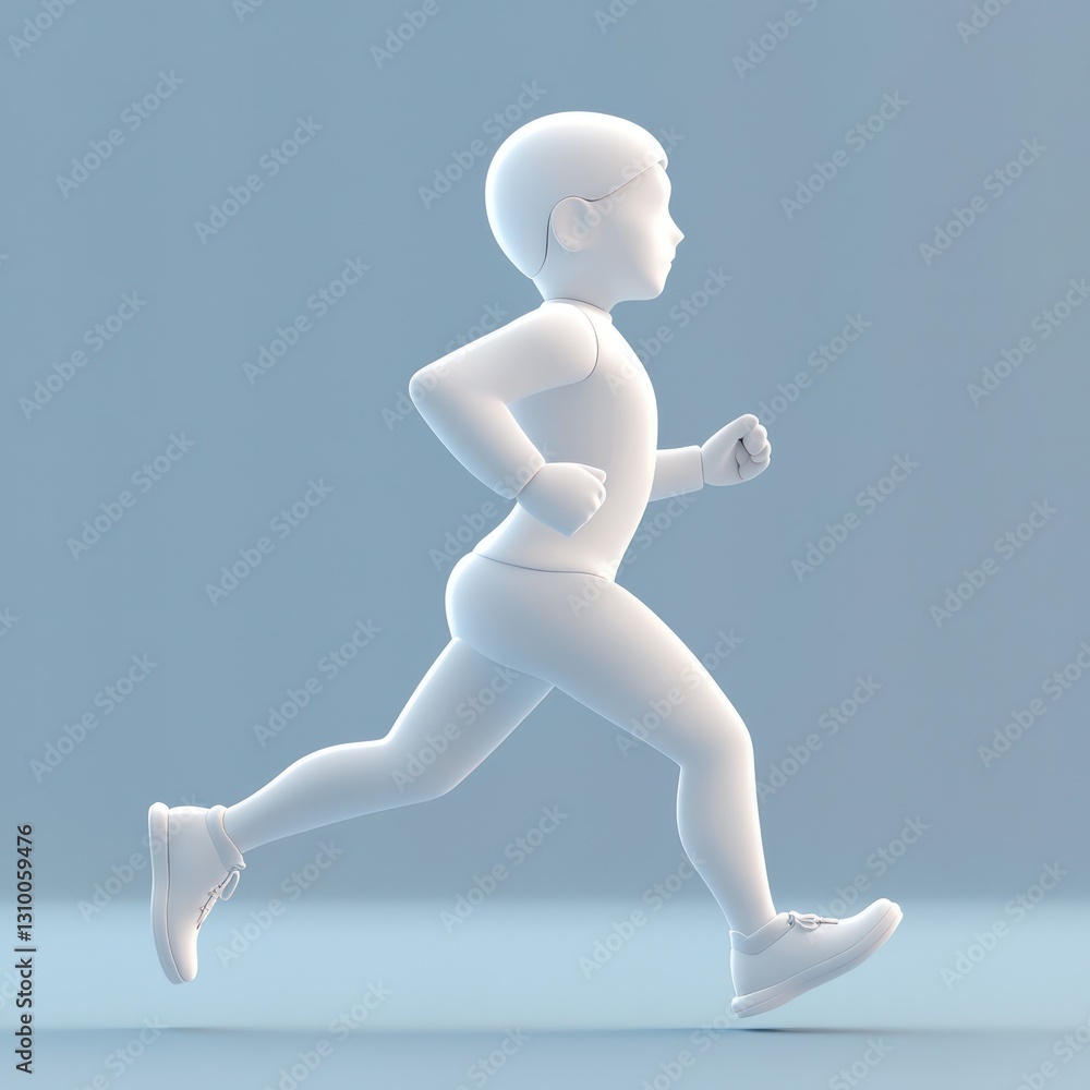 Sleek modern 3D Running Icon, cardiovascular focus. Sleek modern 3D Running Icon, cardiovascular focus.