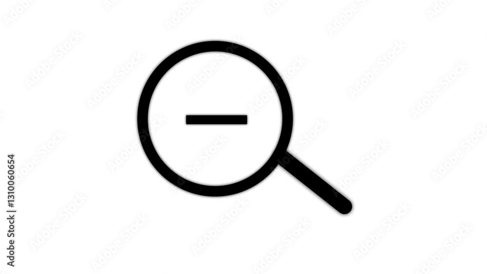 Zoom out icon glowing black color animation white background. Magnifying glass icon with subtraction isolated animation. Magnification glass, Search engine optimization. Zoom out icon glowing black color animation white background. Magnifying glass icon with subtraction isolated animation. Magnification glass, Search engine optimization.