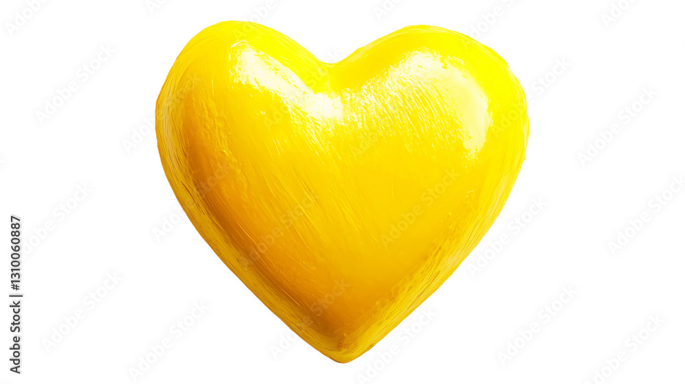Yellow Heart Symbol Glossy Vibrant Shape on White Background Signifying Love and Joy Conceptual Art for Design, Positive Emotions, and Decorative Purposes Yellow Heart Symbol Glossy Vibrant Shape on White Background Signifying Love and Joy Conceptual Art for Design, Positive Emotions, and Decorative Purposes