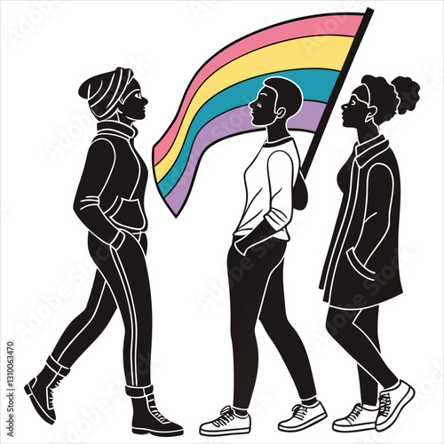 silhouette International Day Against Homophobia, Transphobia and Biphobia on white background