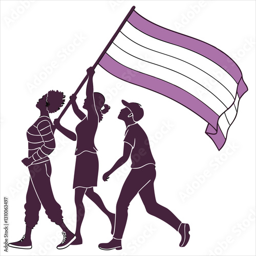 silhouette International Day Against Homophobia, Transphobia and Biphobia on white background