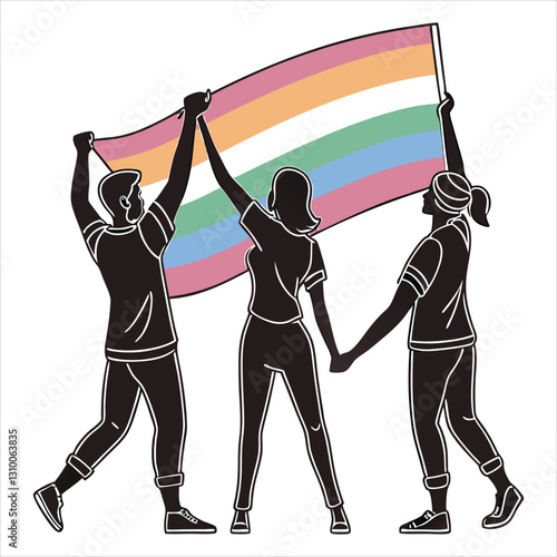 silhouette International Day Against Homophobia, Transphobia and Biphobia on white background