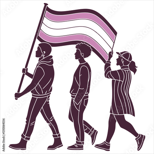 silhouette International Day Against Homophobia, Transphobia and Biphobia on white background
