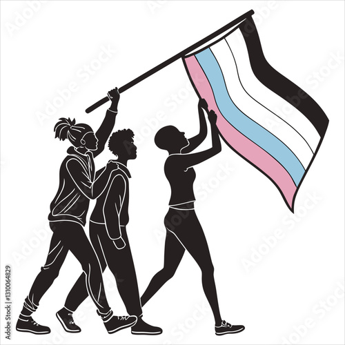 silhouette International Day Against Homophobia, Transphobia and Biphobia on white background