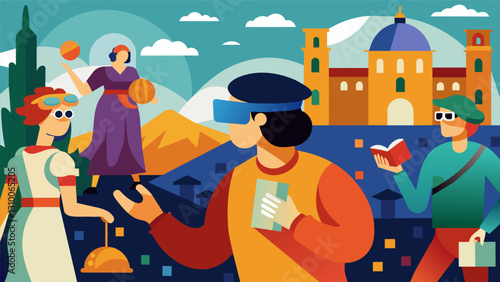 Through virtual reality the students are able to experience the bustling streets of Renaissance Florence and interact with famous artists and. Vector illustration