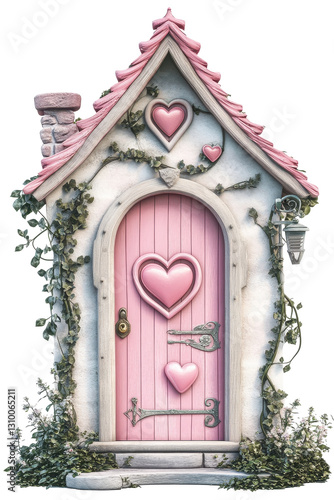 Isolated Fairy Door with Heart Details