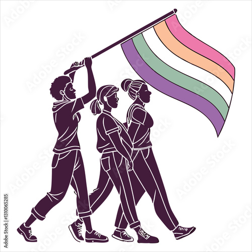 silhouette International Day Against Homophobia, Transphobia and Biphobia on white background