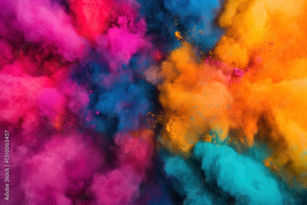 Obraz premium Vibrant holi celebration with colorful powders exploding in the air