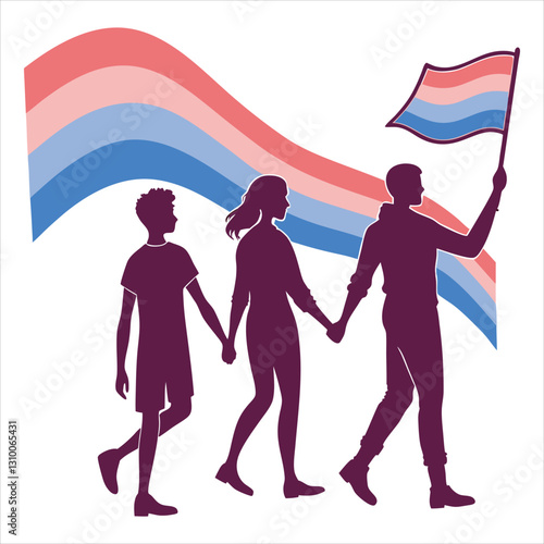 silhouette International Day Against Homophobia, Transphobia and Biphobia on white background