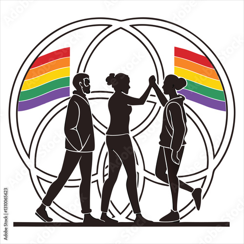 silhouette International Day Against Homophobia, Transphobia and Biphobia on white background