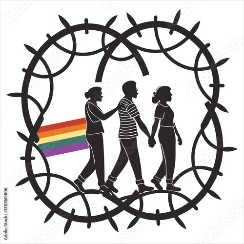 silhouette International Day Against Homophobia, Transphobia and Biphobia on white background