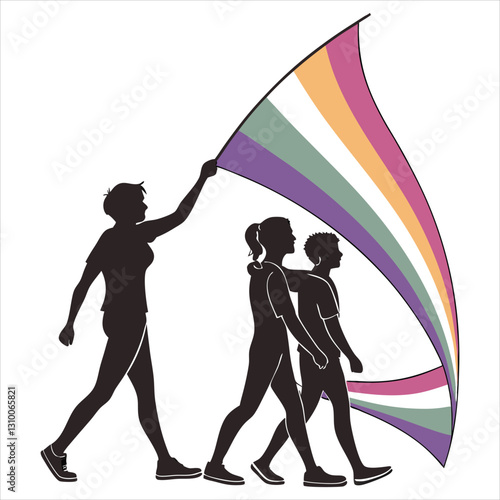 silhouette International Day Against Homophobia, Transphobia and Biphobia on white background