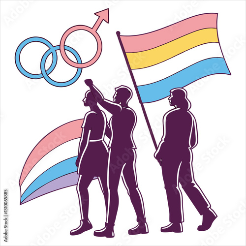 silhouette International Day Against Homophobia, Transphobia and Biphobia on white background