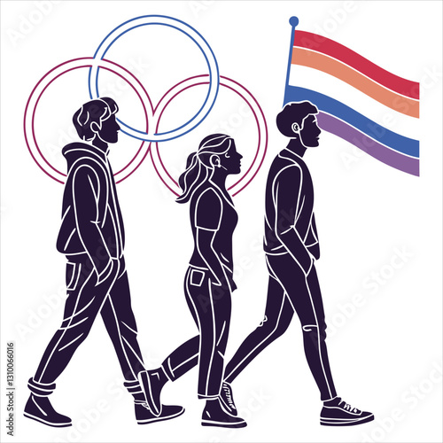 silhouette International Day Against Homophobia, Transphobia and Biphobia on white background