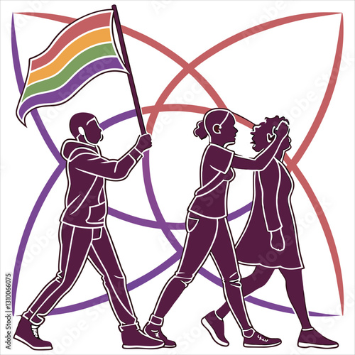 silhouette International Day Against Homophobia, Transphobia and Biphobia on white background
