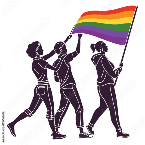 silhouette International Day Against Homophobia, Transphobia and Biphobia on white background