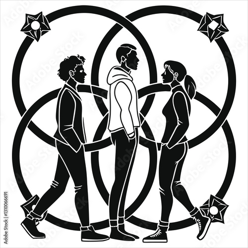 silhouette International Day Against Homophobia, Transphobia and Biphobia on white background