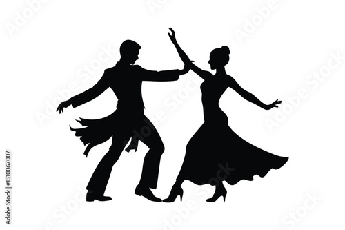 Energetic Dance Duo Silhouettes in Motion